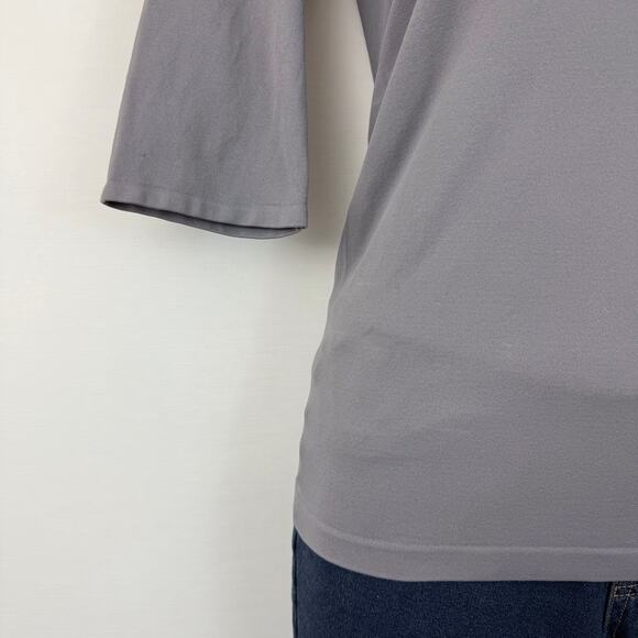 Last Tango Gray Top Lycra Spandex Form Fitting Scoop Neckline 3/4 sleeves - Picture 5 of 16